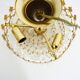 Old chandelier, gold metal crown ceiling, 4 floors, 3 fires, glass stamps. Year 80