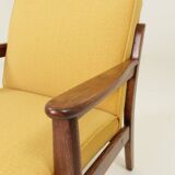 Vintage Scandinavian style yellow retro velvet armchair 1960s