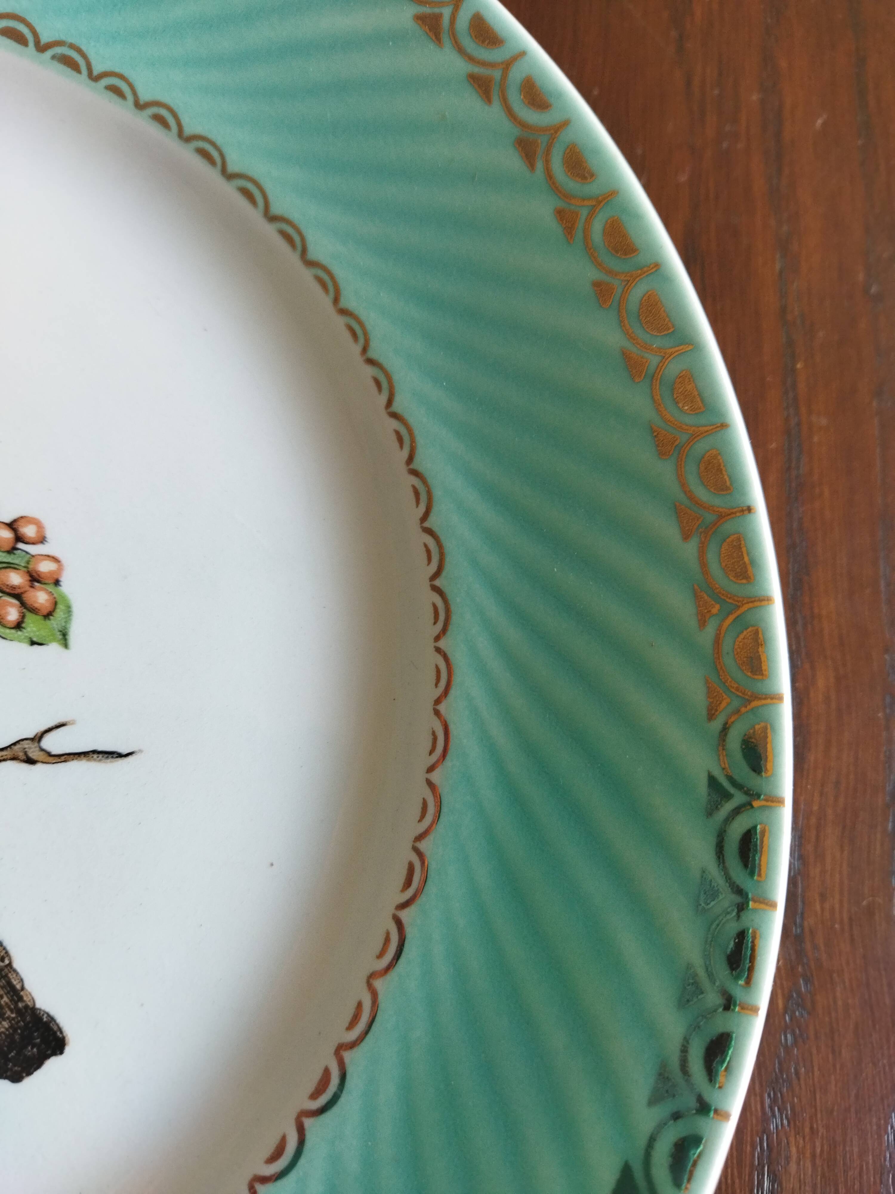 6 assiettes plates Fenal Badonviller "Oiseaux" vintage années 1950