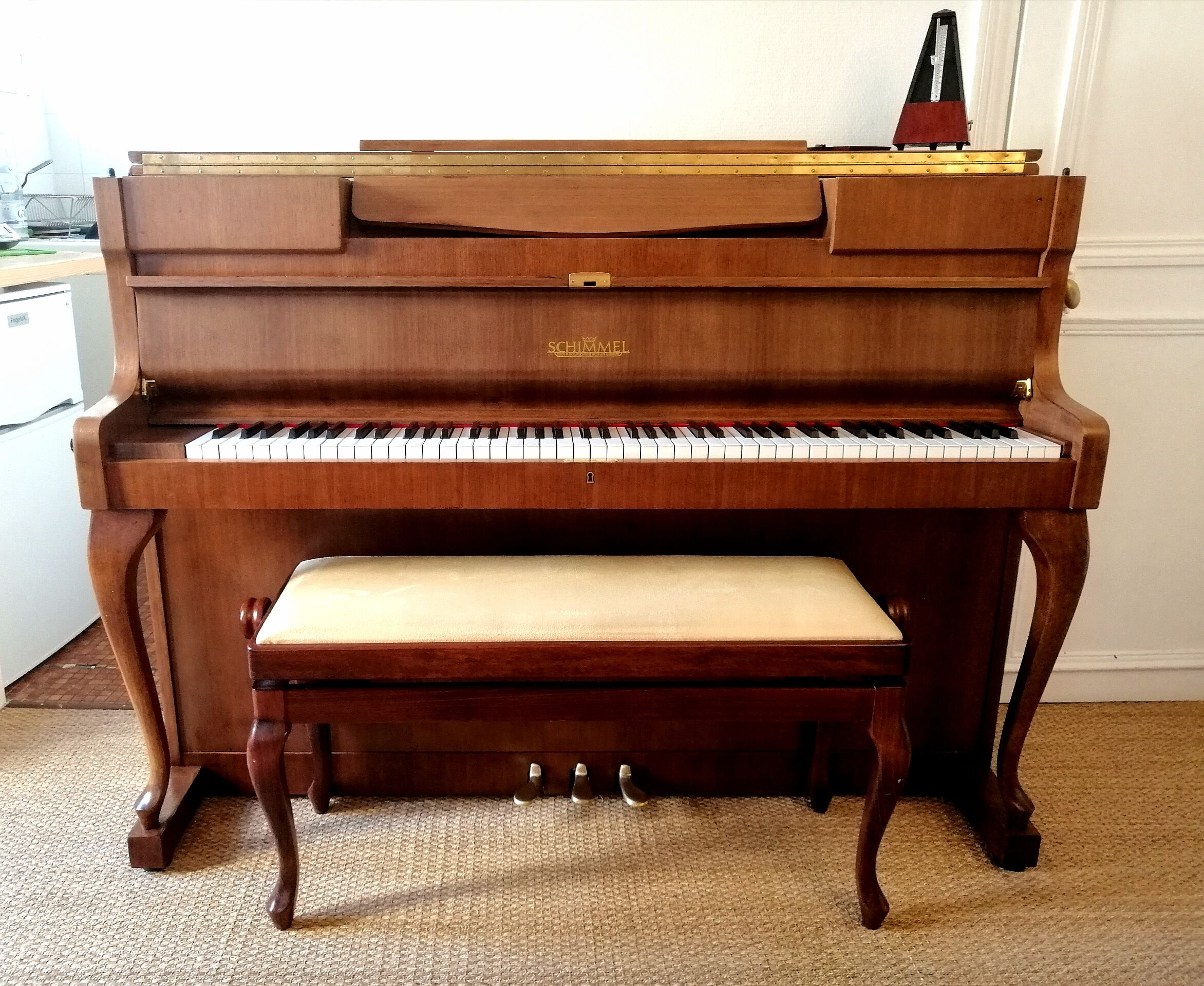 Schimmel piano with lamp 1968 braunschweig