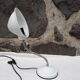 White articulated lamp with metal arm