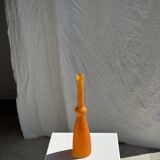 Vase soliflore en verre orange vintage H34