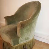Vintage toad chair in green velvet