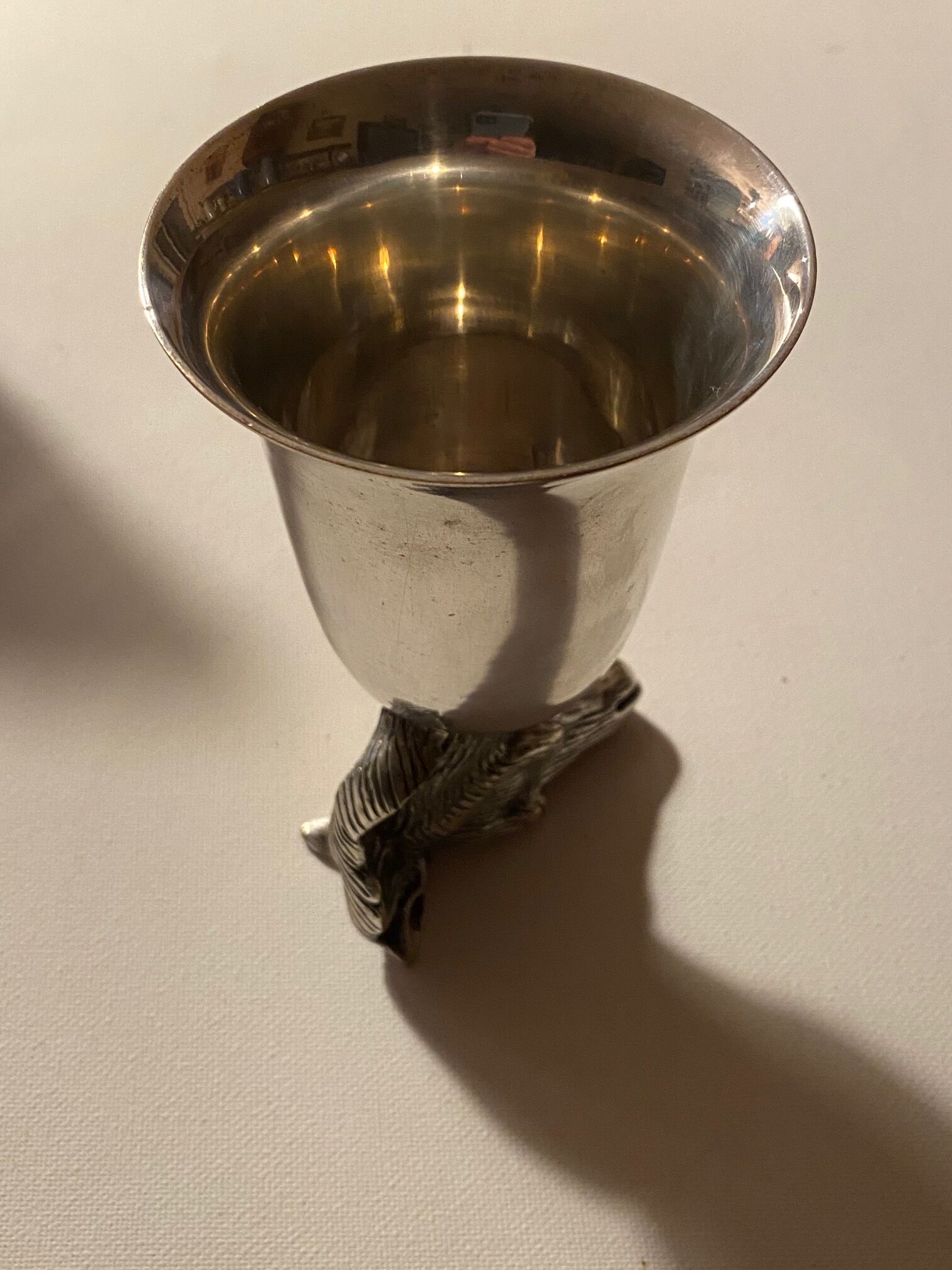 Calice or silver metal glass 19th century horse head