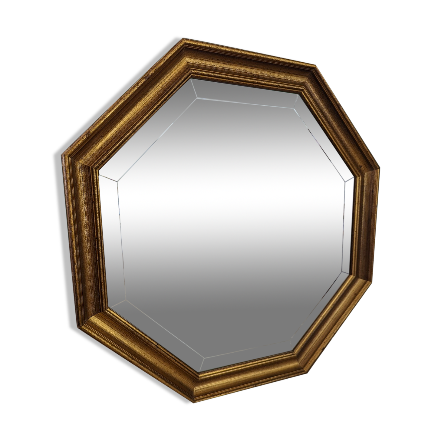 Large octagonal mirror gilded wood - 58*58 cm
