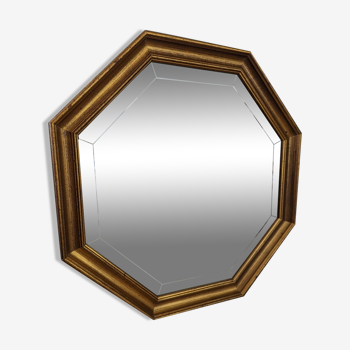 Grand miroir octogonal bois doré - 58*58 cm