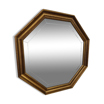 Large octagonal mirror gilded wood - 58*58 cm