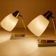 Pair of vintage table or bedside lamps, brass and glass, 50s 60s