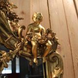 Large Napoleon III Mirror in Gilded Wood with Putti and Mascaron