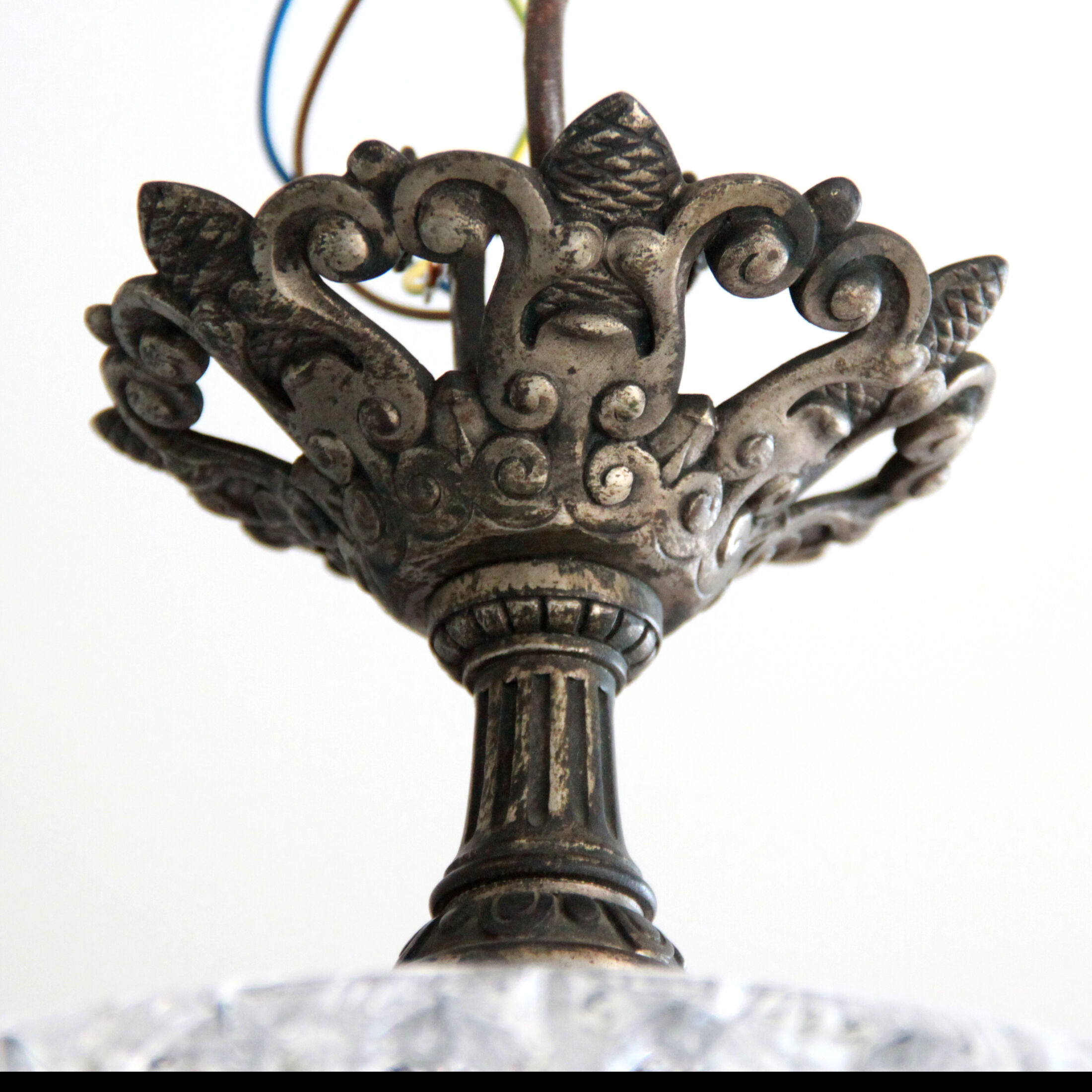 Ceiling lamp suspension crystal and bronze lamp luminaire glass flower