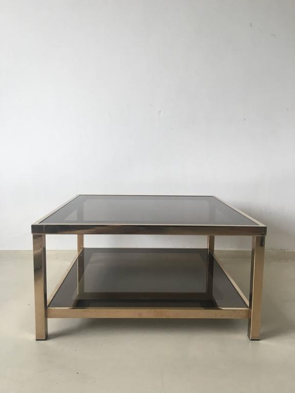 Gold-plated rectangular coffee table 23 carats, 1960 s