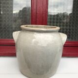 Glazed stoneware pot with handles
