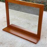 Scandinavian mirror with wooden shelf 80x65cm