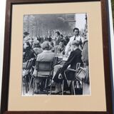 Black and white photo; terrace of the Champs Elysées