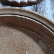 Antique pie dish in slipware