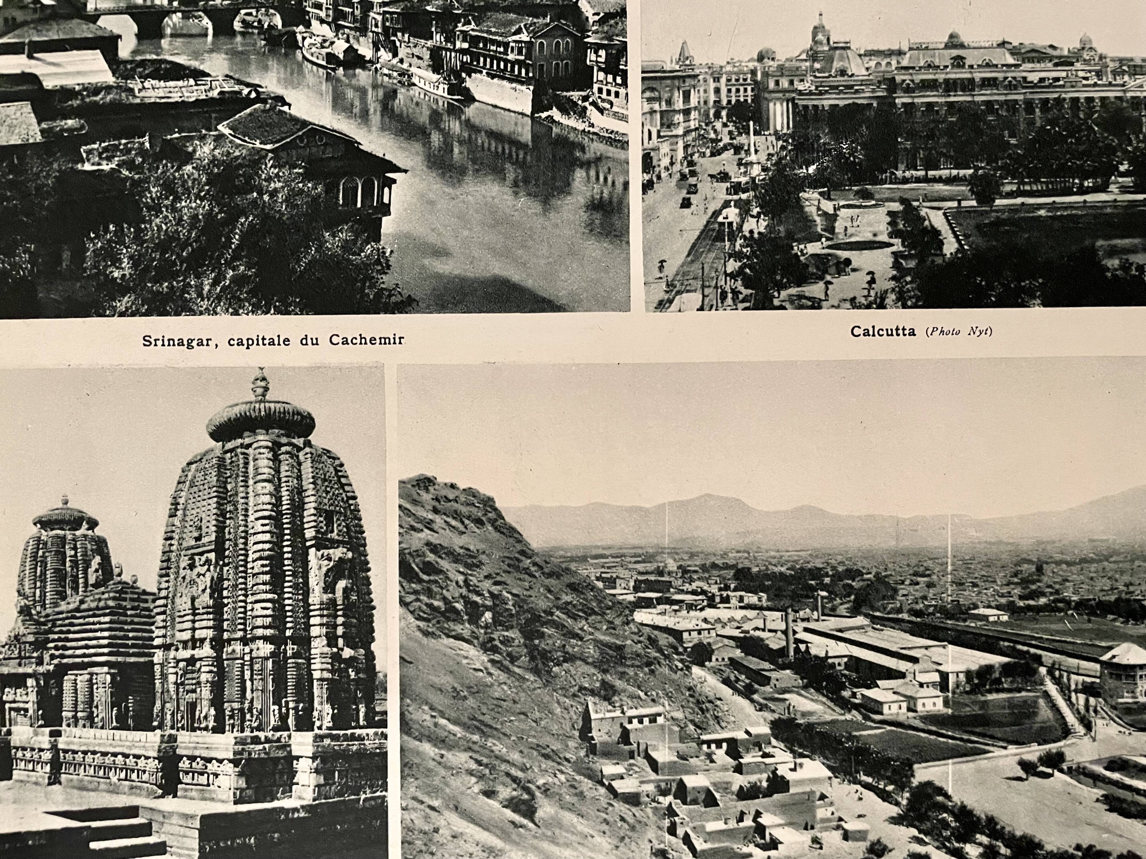 Old map of India, Nepal, Afghanistan and Himalayas from 1945