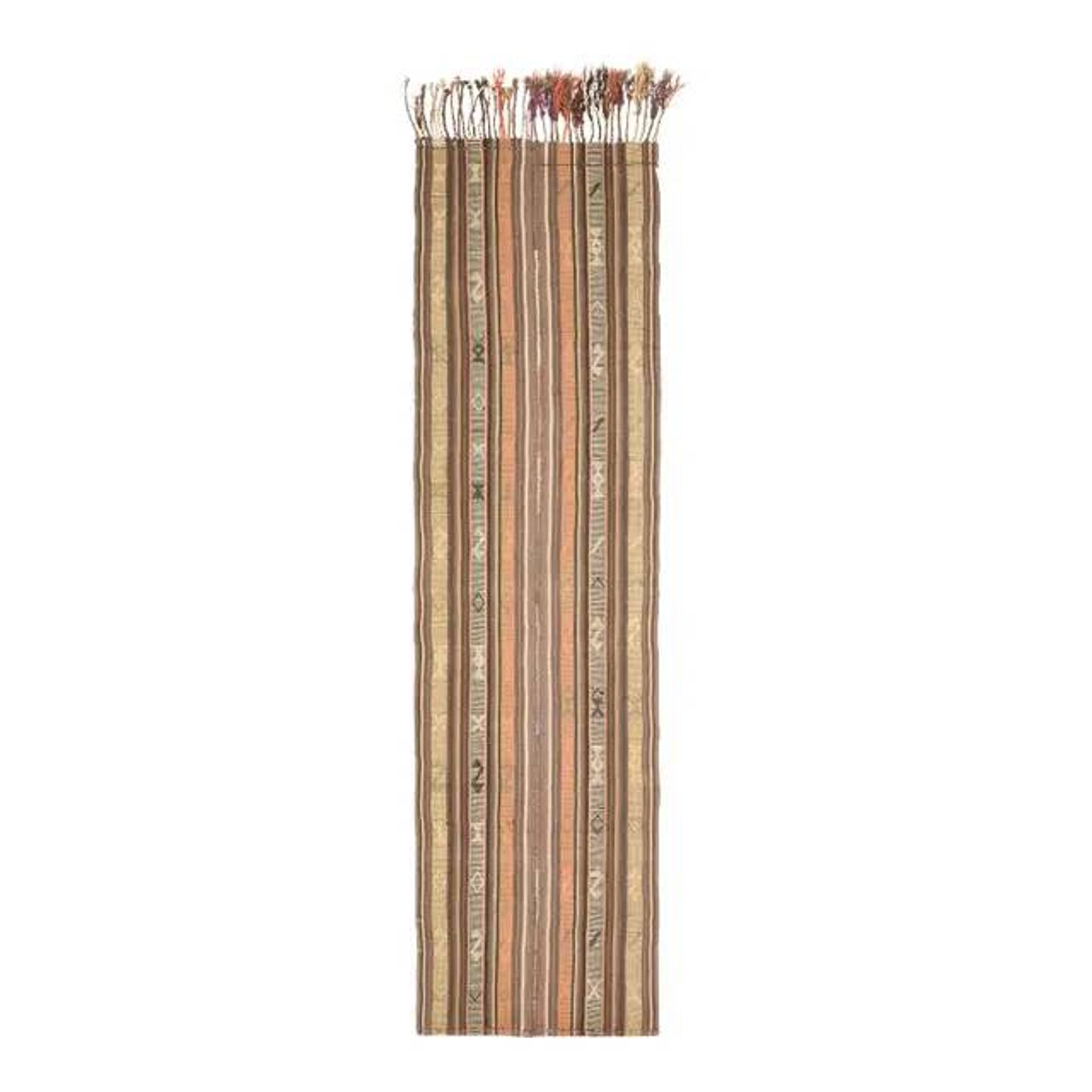 1970s Vintage Turkish Oushak Handmade Wool Cotton Orange Runner Rug 73x267