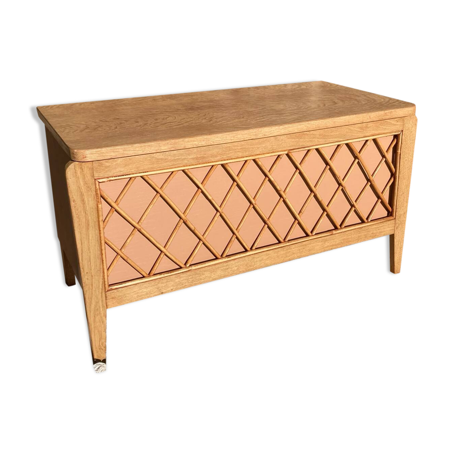 Vintage rattan toy chest or entryway furniture