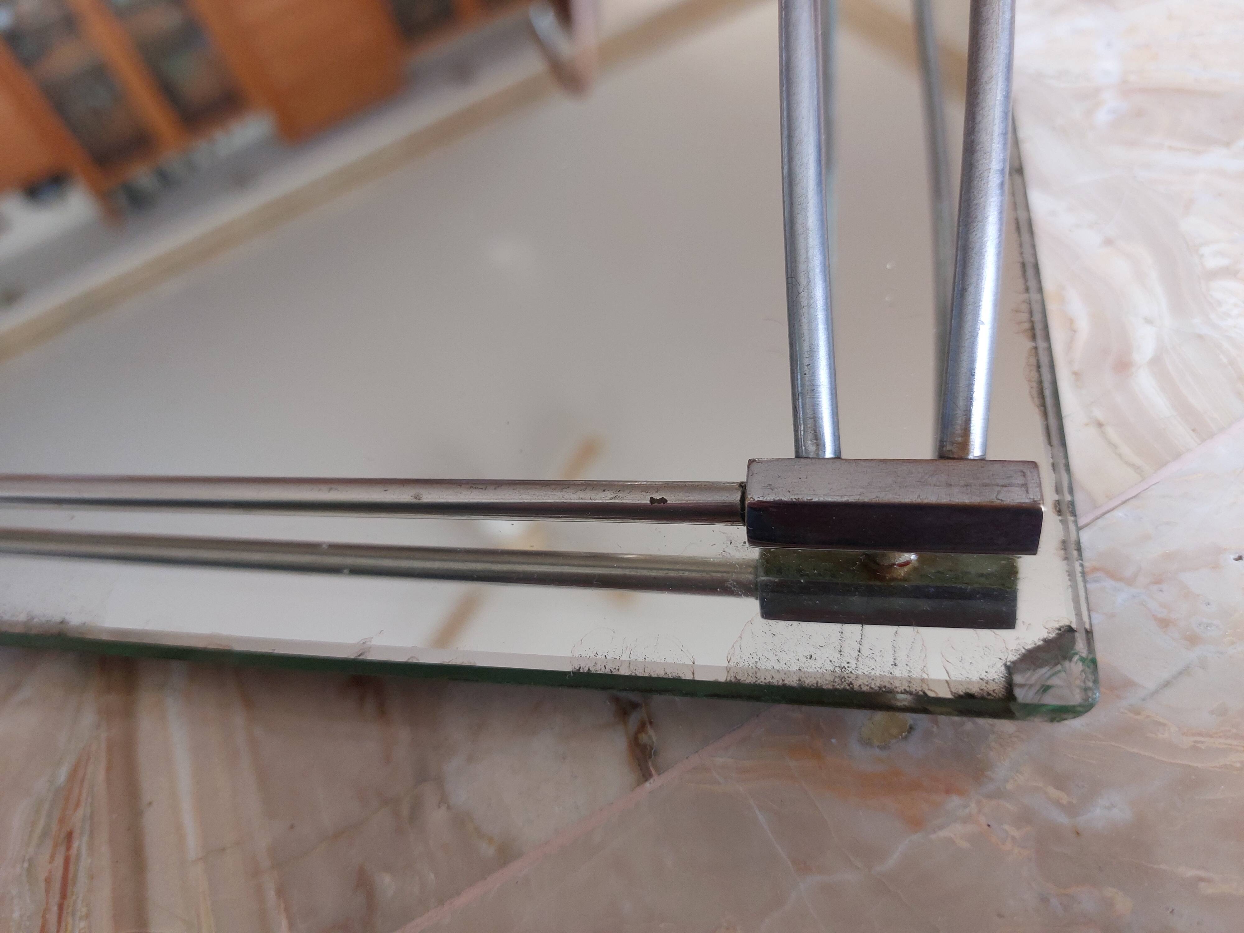 Plateau ancien miroir et chrome époque Art Déco 1930