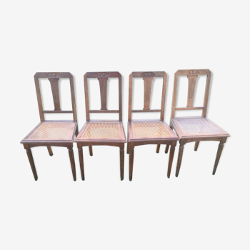 4 Deco chairs cane