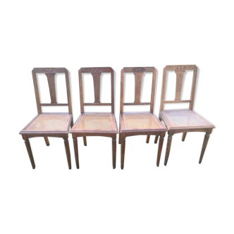 4 Deco chairs cane