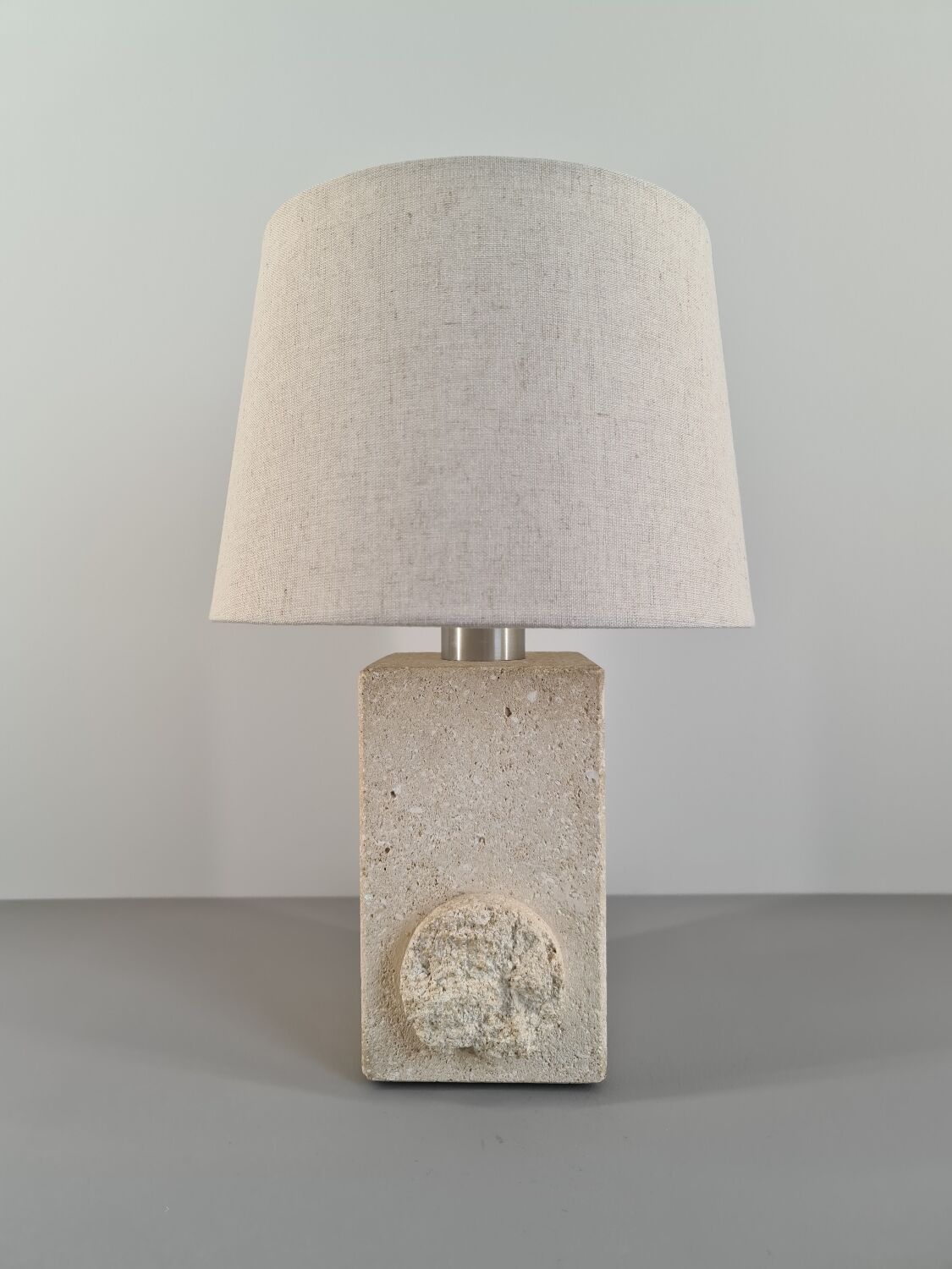 French sculpture lamp in white stone, 60s