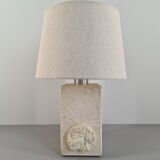 French sculpture lamp in white stone, 60s
