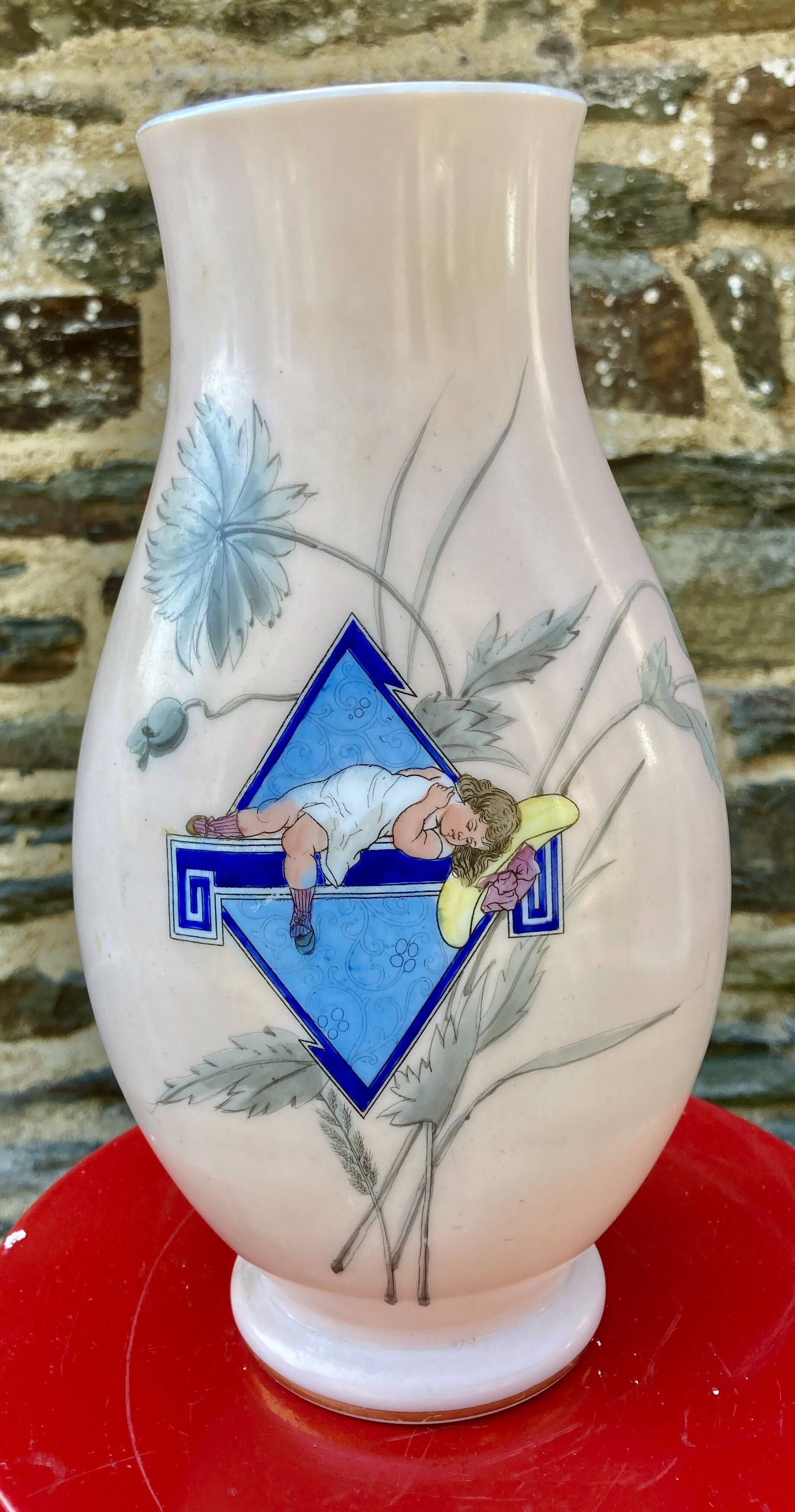 Rare opaline vase from baccarat crystal factory decor art deco art nouveau