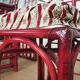 Red bamboo table by Arturo Pozzoli, 1980s, set of 7