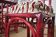 Red bamboo table by Arturo Pozzoli, 1980s, set of 7
