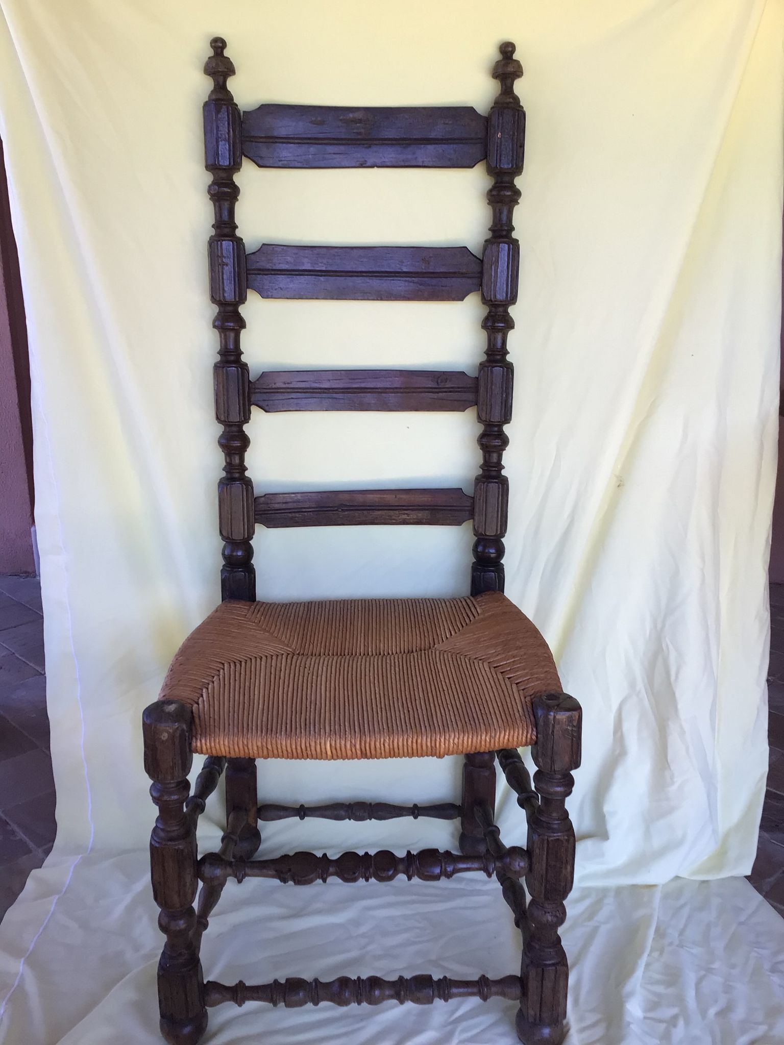 High chair with rush seating