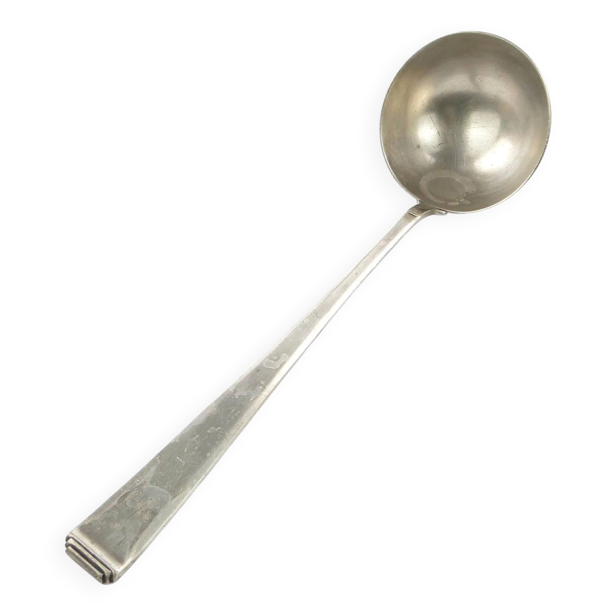 Art Nouveau soup ladle, silver-plated alpaca, Bracia Henneberg, Poland, 1930s
