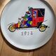 Dessert plates and their Gien earthenware dish illustrated by J. Charmoz automobile theme