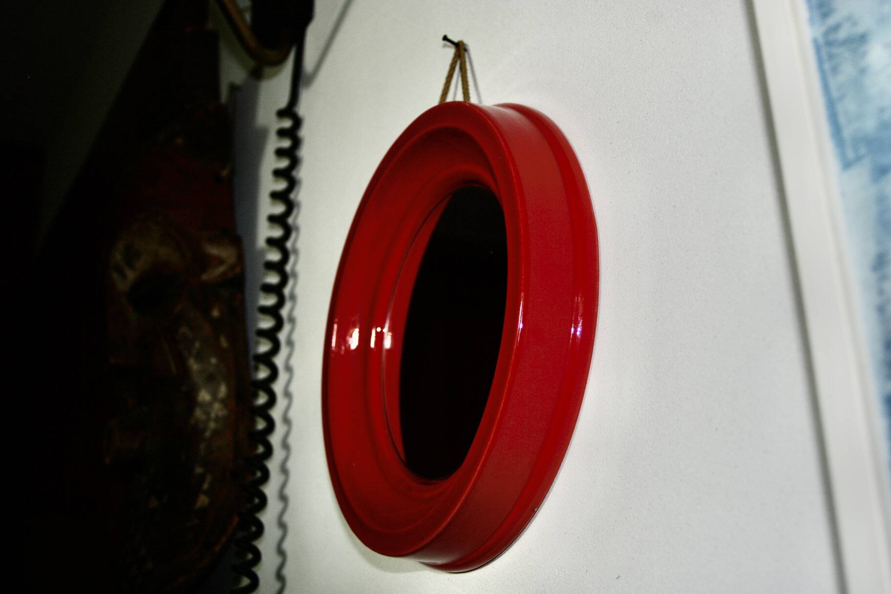 Vintage bright red ceramic mirror 1960