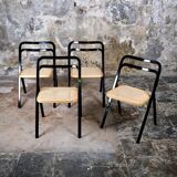 Series of 4 cane chairs by Giorgio Cattelan for Cidue,