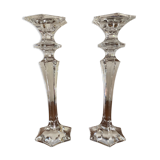 Pair of glass candle holders