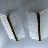 Pair of vintage 70s wall lights, chrome glass