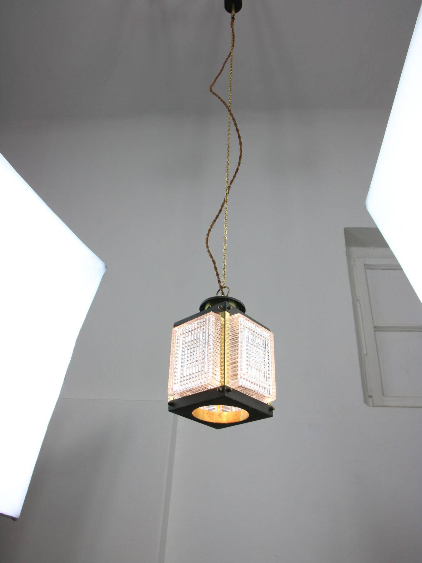 Vintage Italian Brass and Glass Lantern