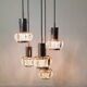 Lustre cascade vintage en acier et verre