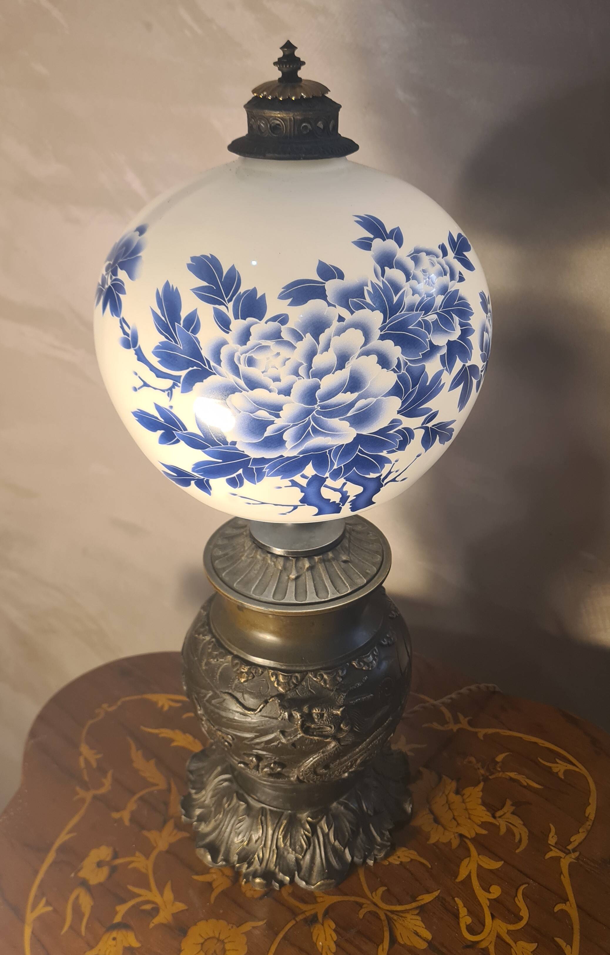 dragon lamp bronze 1900 art nouveau glass replaced very beautiful piece 47x1