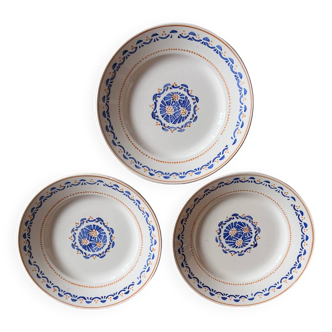 Three Longwy Dinner Plates