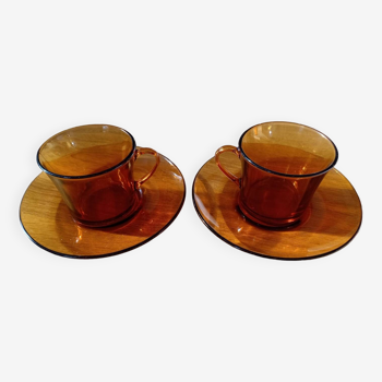 Duralex coffee cups and saucers