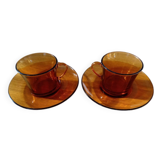 Duralex coffee cups and saucers