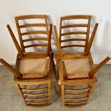Set of 4 Scandinavian design beech chairs from the 70s vintage