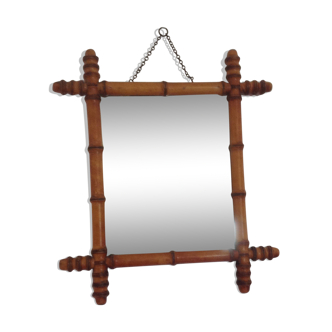 Miroir bambou vintage année 50 50x43cm