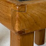 Coffee table in elm and slate by Maison Regain 1970