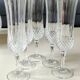 Lot 5 Flûtes Champagne/Cristal d Arques/Mod. Longchamp. Pointes diamant
