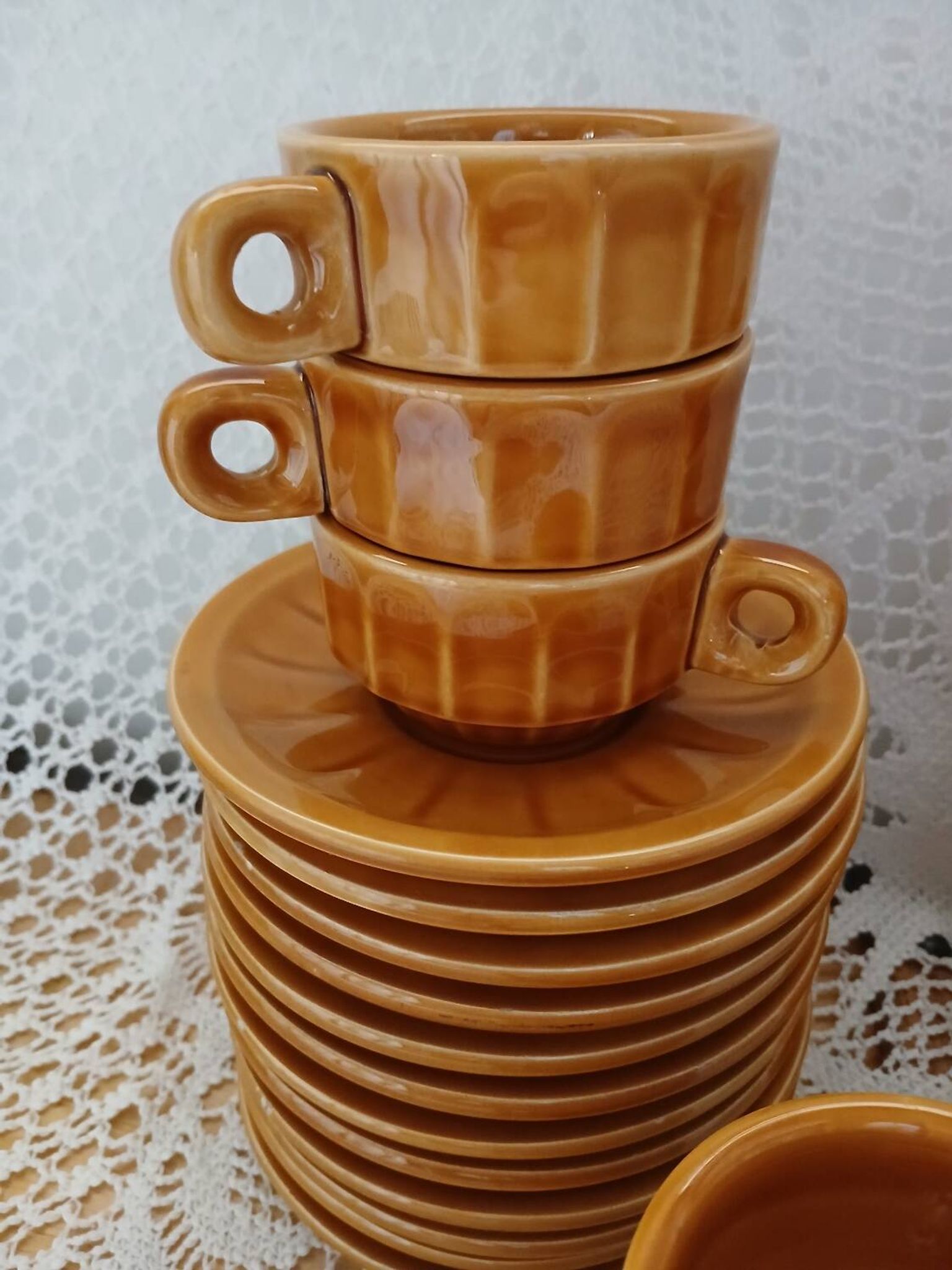 12 antique coffee cups with saucers