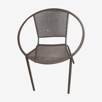 Vintage perforated metal trash chair