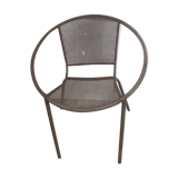 Vintage perforated metal basket armchair